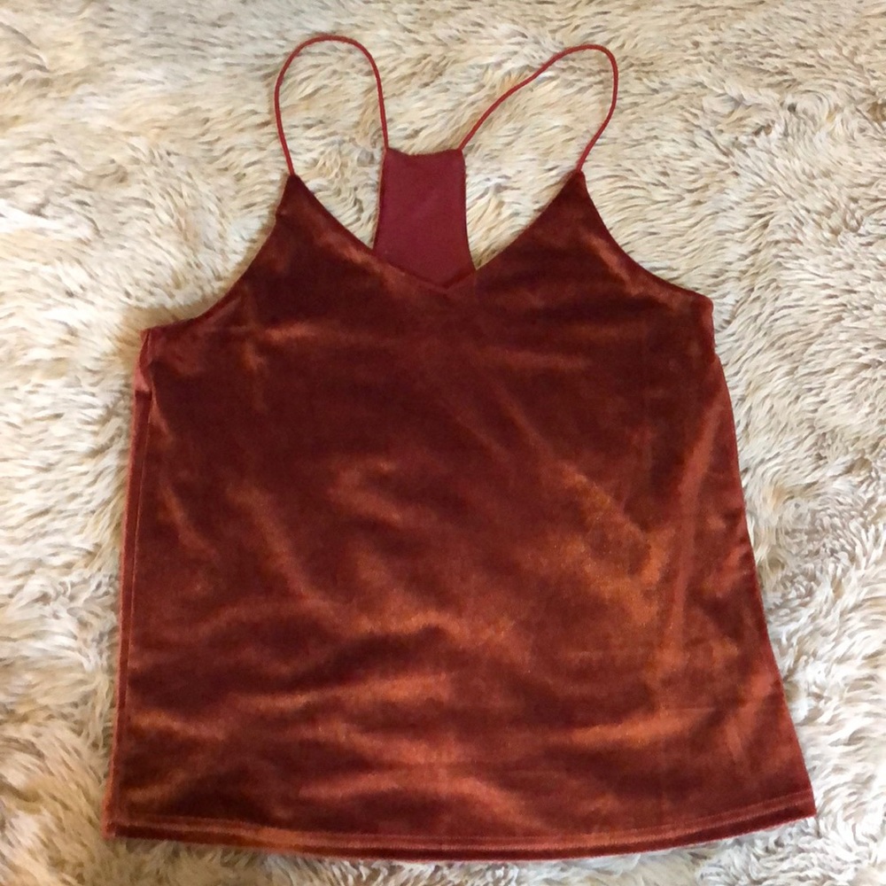 bishop + young burgundy velvet tank